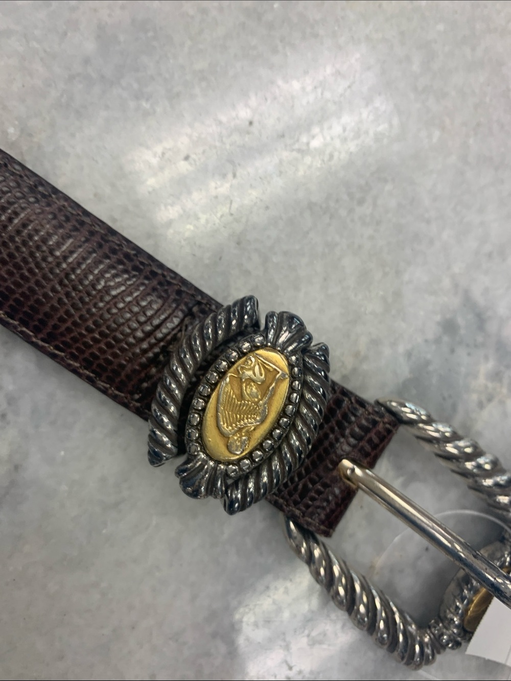 Brighton Brown Leather Belt with Gold & Silver Accents - Picture 7 of 8
